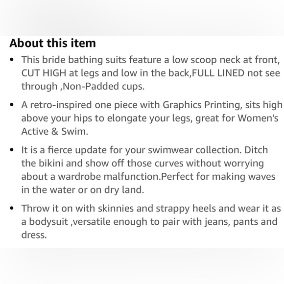 *NEW* Bride Black One Piece Swimsuit Size 10/12 (XL) - Picture 6 of 12